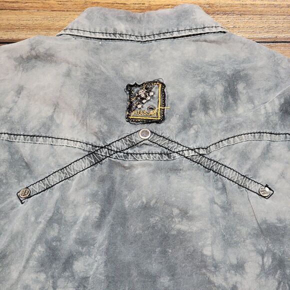 Focus U.S.A. Jeans Inc. Full Metal Snap LS Dark Grey Shirt - Size Large - Picture 6 of 11